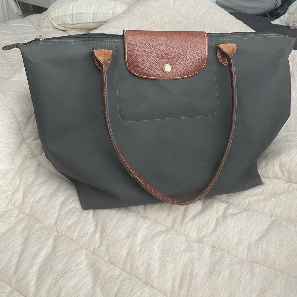 Navy blue long champ tote zipper bag